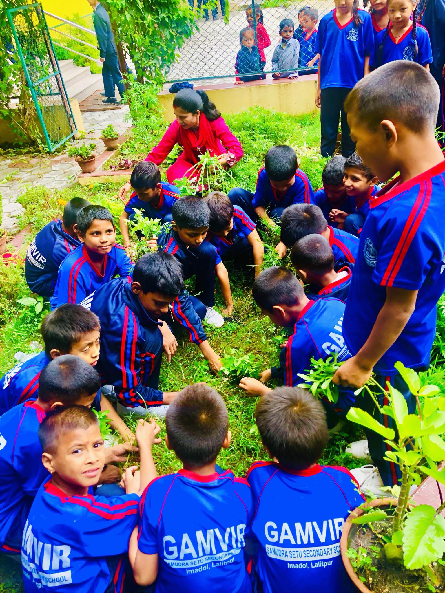 children playing in the new garden